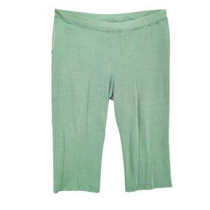 LL Bean Cropped Sweatpants Womens Light Green Knit Drawstring Size 2X